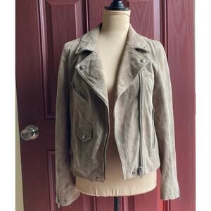 BlankNYC Suede Leather Moto Biker Jacket S Tan Taupe Lined Americana Western
